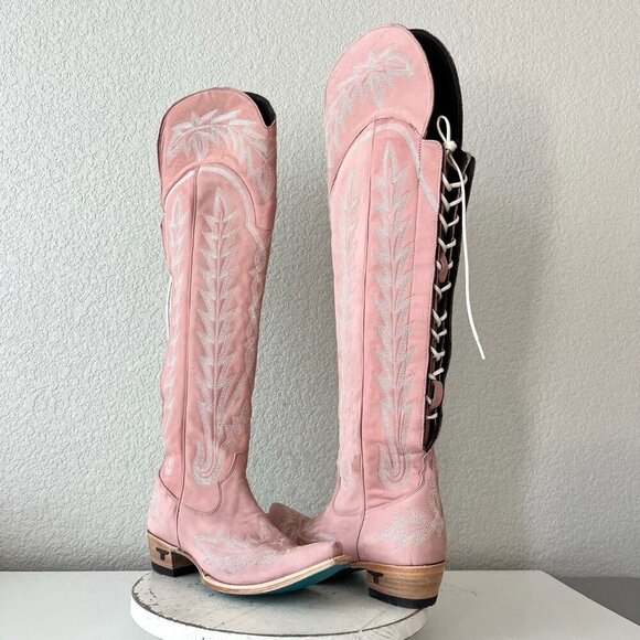 Lane LEXINGTON Over the Knee Womens Cowboy Boots 8.5 Pink Western Cowgirl Tall - Picture 15 of 16
